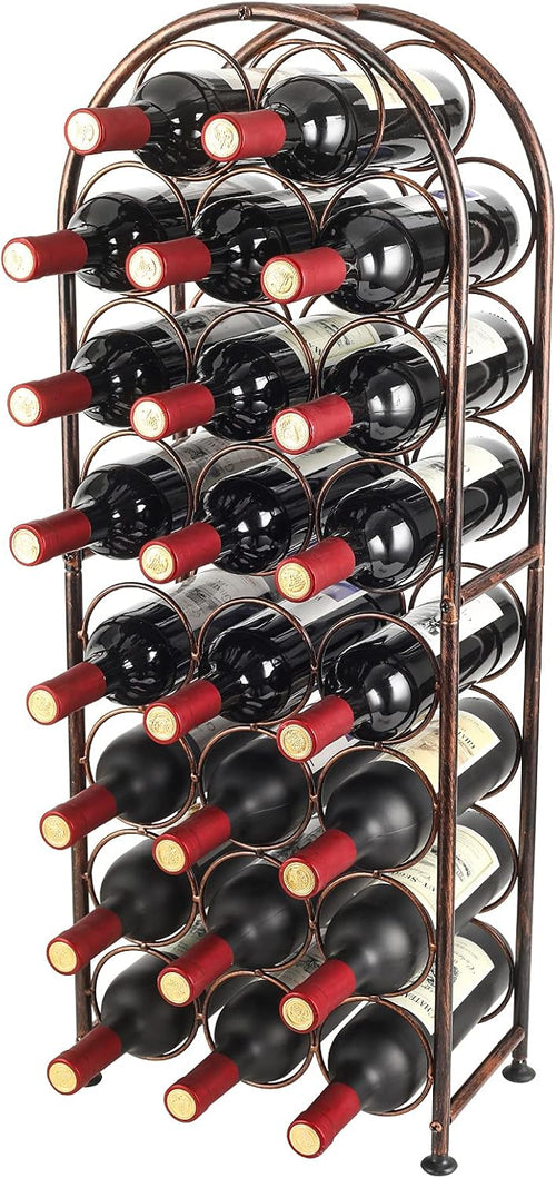 23 Bottles Arched Freestanding Floor Metal Wine Rack Wine Bottle Holders Stands, Black