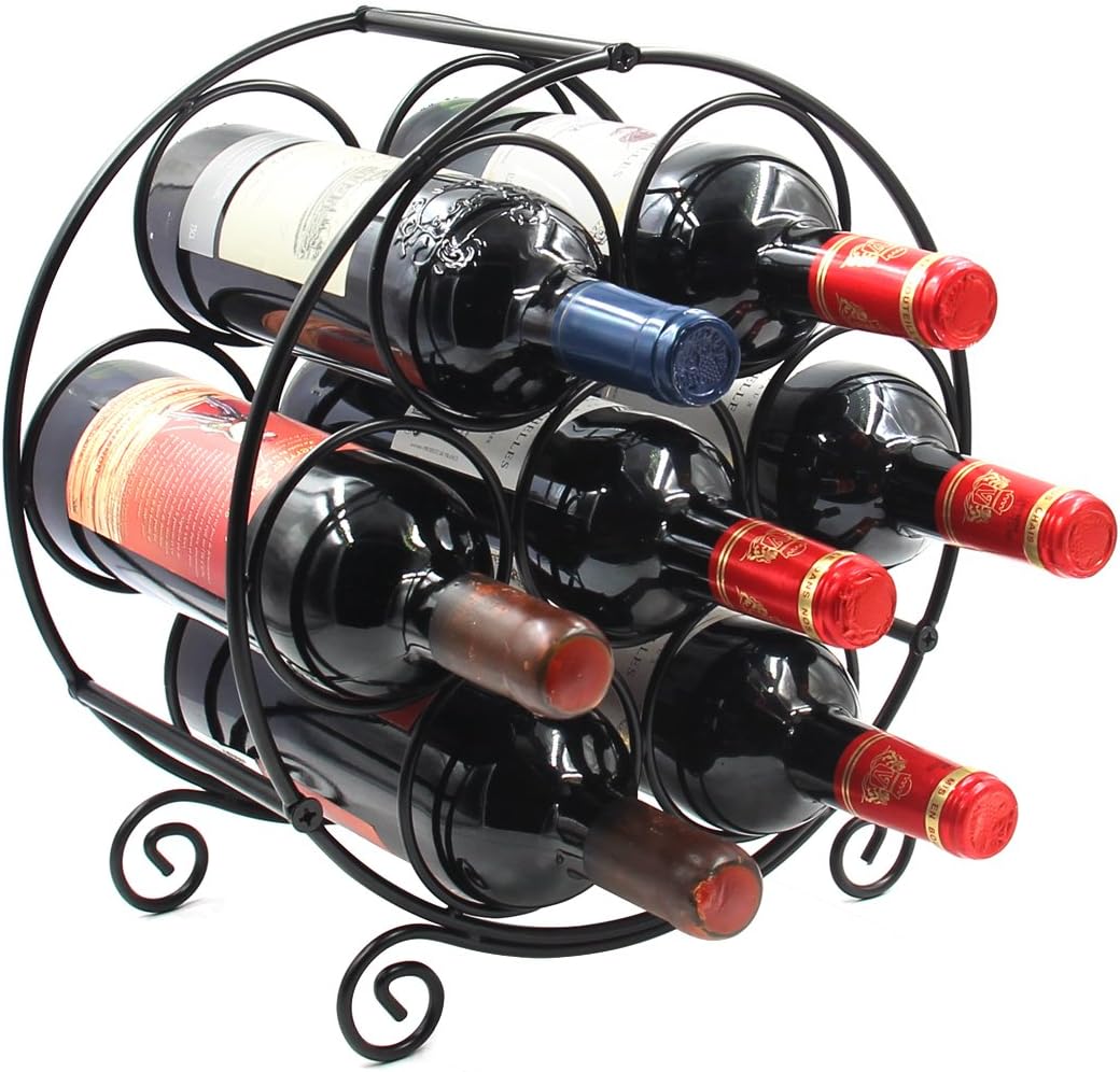 23 Bottles Arched Freestanding Floor Metal Wine Rack Wine Bottle Holders Stands, Black
