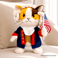 George Washington Cat Stuffed Animal, Funny 4th of July Plush Gift